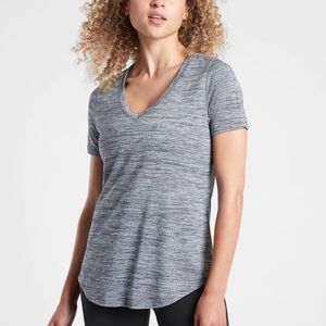 Athleta xl v neck breezy t shirt. Worn once. Thought it was black but it is blue